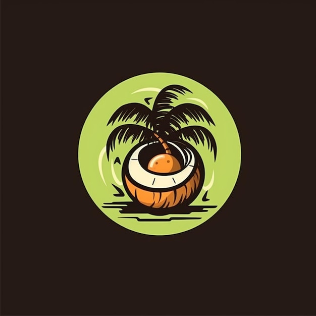 Vector de logotipo de frutas de coco jóvenes de color plano