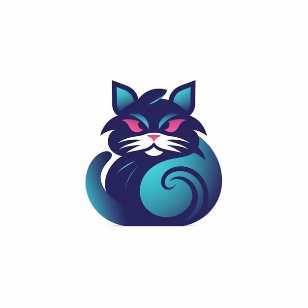 vector de logotipo de gato de color plano