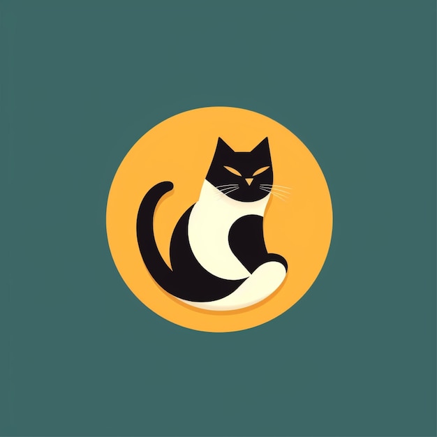 Foto vector de logotipo de gato de color plano