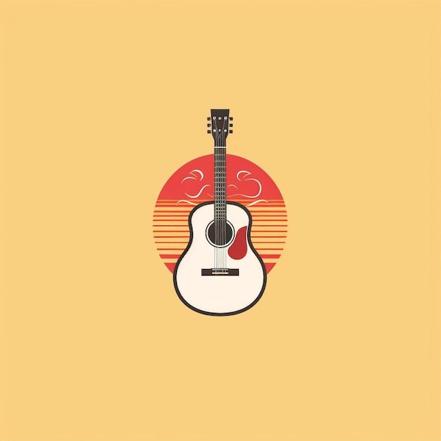 Foto vector del logotipo de la guitarra de color plano