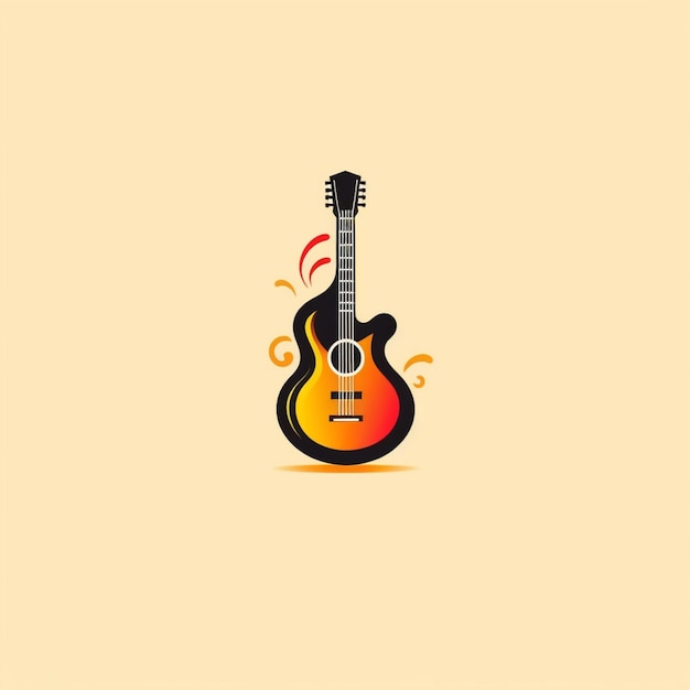 Foto vector del logotipo de la guitarra de color plano