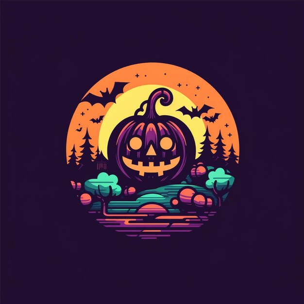 Vector de logotipo de halloween de color plano