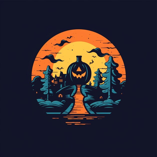 Vector de logotipo de halloween de color plano