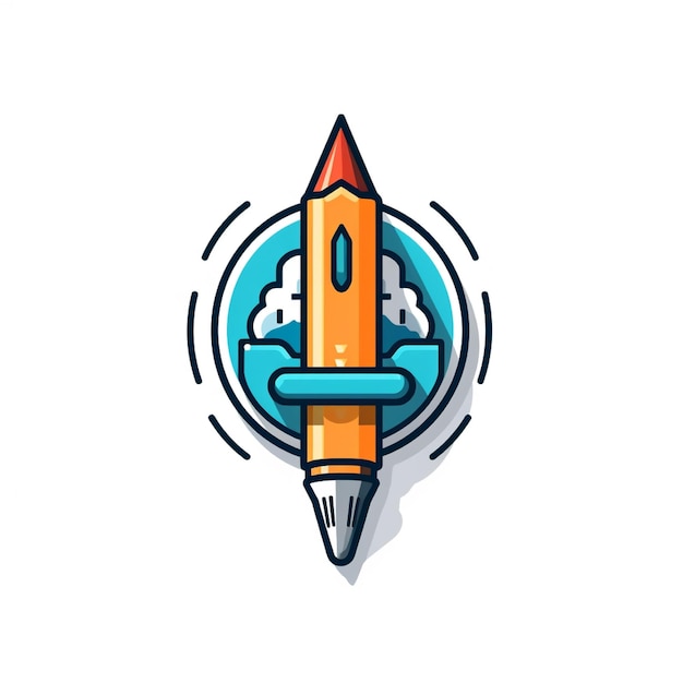 Foto vector de logotipo de lápiz y bolígrafo de color plano