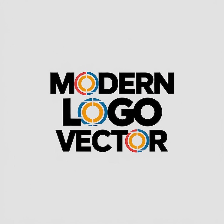 Foto vector de logotipo moderno con líneas nítidas y colores audaces
