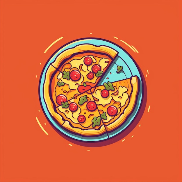 Foto vector del logotipo de la pizza de color plano
