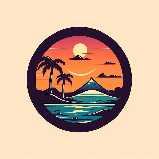 Foto vector de logotipo de playa plana de color