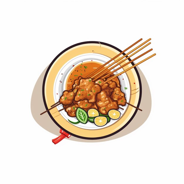 Vector del logotipo de satay en fondo blanco