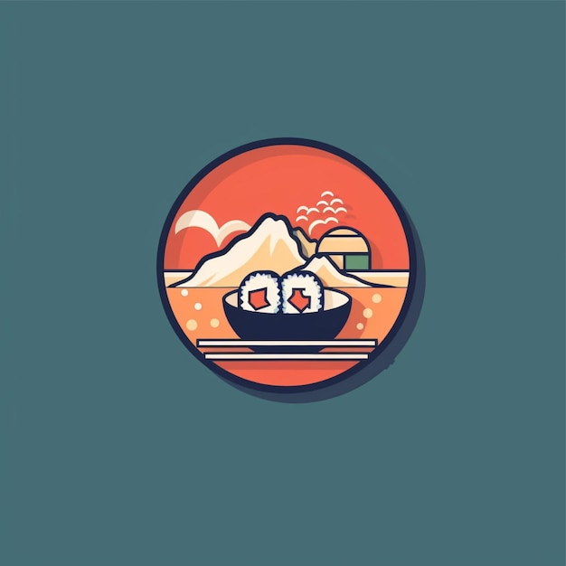 vector de logotipo de sushi simple de color plano
