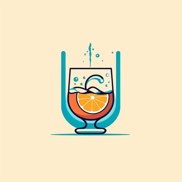 Vector de logotipo de vaso de bebida de color plano