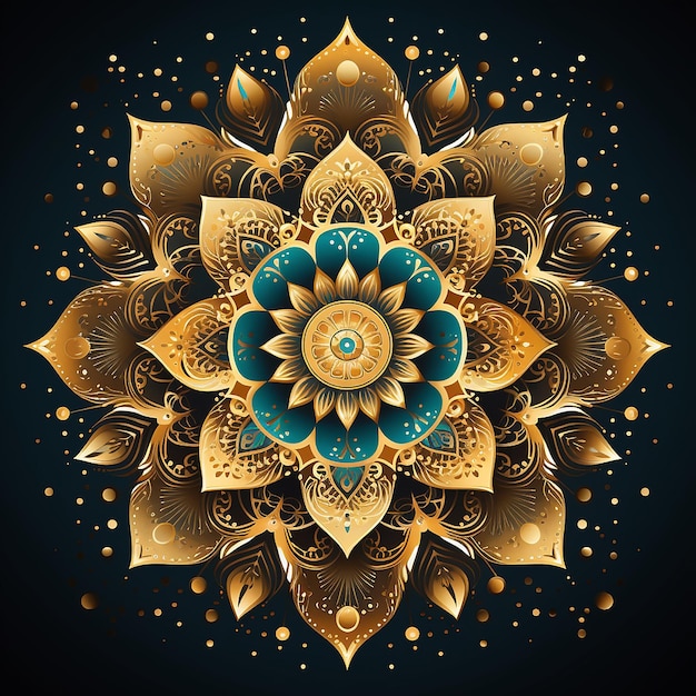 Vector de lujo fondo dorado colorido mandala