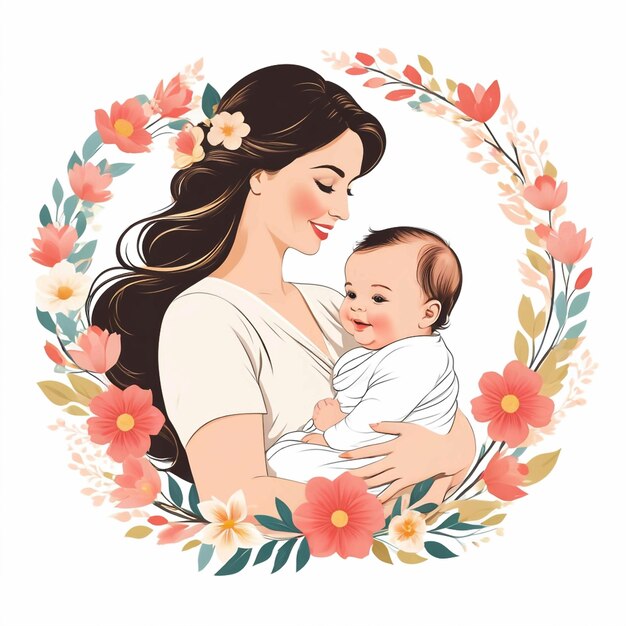 vector de la madre con el bebé feliz día de la madre