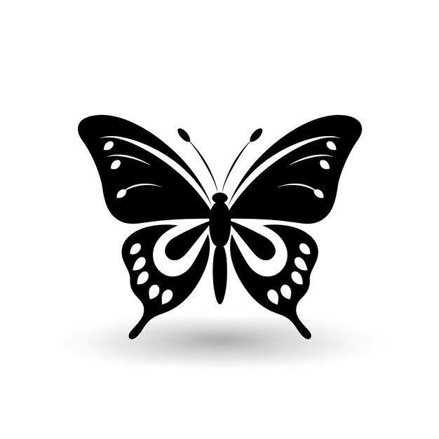 Foto vector de mariposa negra y icono de ala de la mariposa