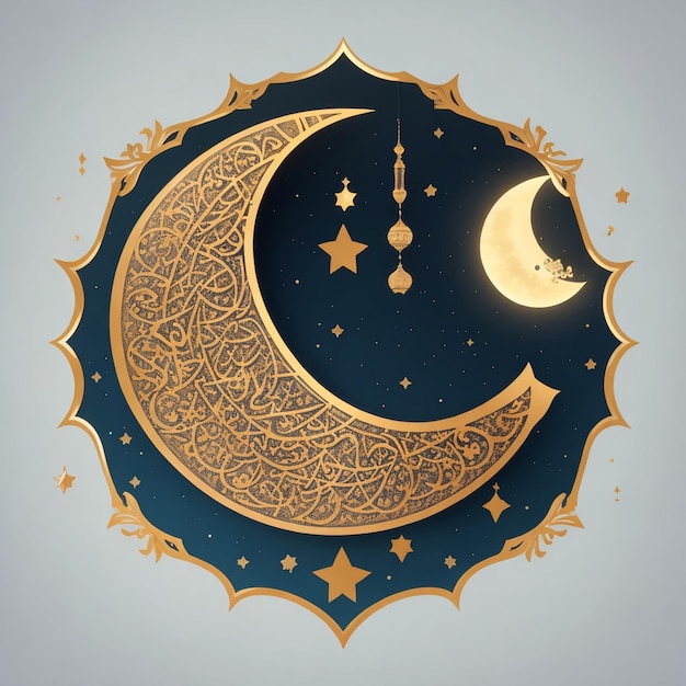 Foto vector, media luna, decorativo, eid mubarak, luna, diseño