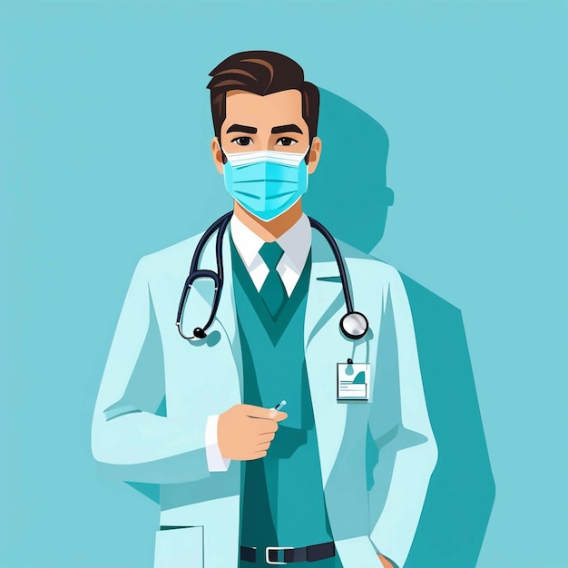 Vector un médico con una máscara Día Nacional de los Médicos