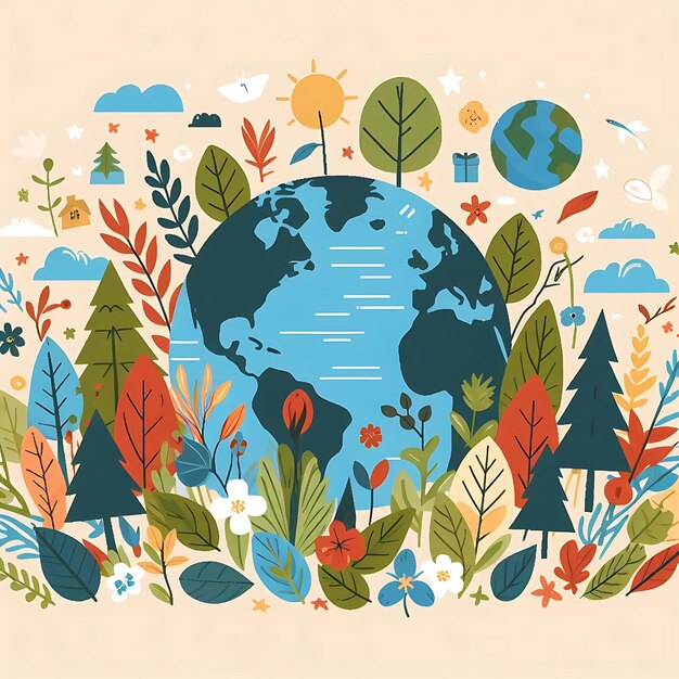 Vector del medio ambiente mundial y el día de la Tierra Fondo de diseño de la ilustración