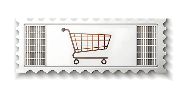 Vector minimalista aislado de boleto de cupón y carrito de compras en fondo blanco Perfecto para Eco