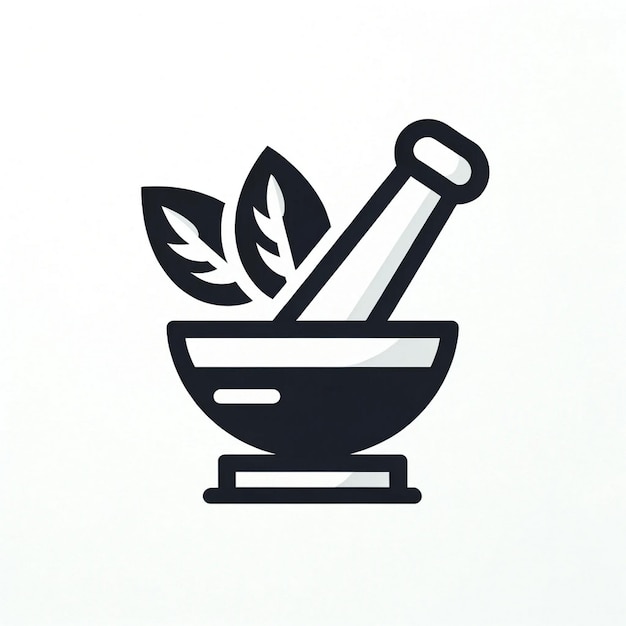 Foto vector minimalista de mortero y icono de pestillo símbolo dibujo plano con fondo blanco