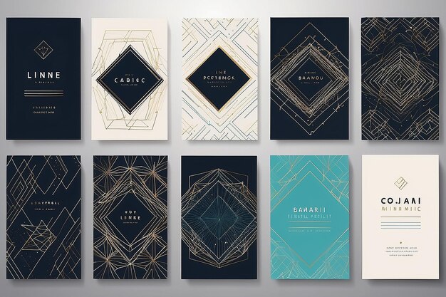 Vector Modern Trendy Cards Set Of Line Art Padrão Geométrico Minimalismo Banners Design Elements CollectionAbstract Ilustração de fundo