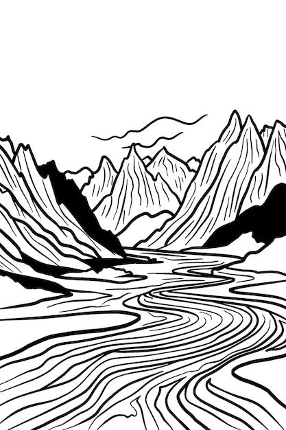 Vector de montaña dibujado a mano