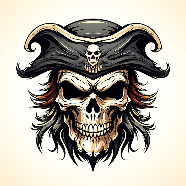 Foto vector negro blanco piratas cráneo ilustración vectorial generado por ia