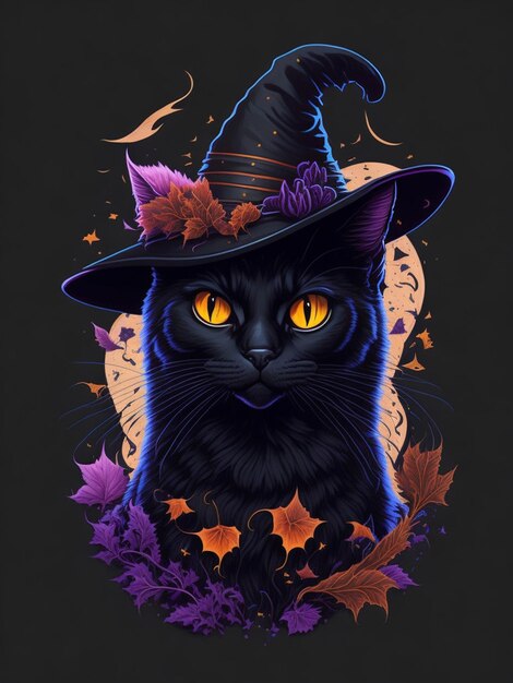 Vector de la noche de Halloween del gato negro