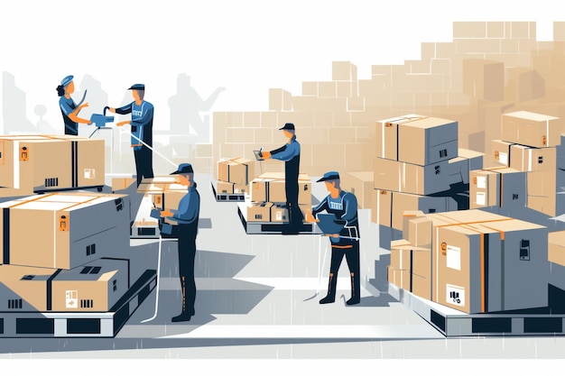 Vector, o carregador está a escanear um código de barras de caixa.
