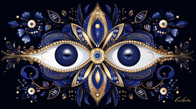 Foto vector de ojo de cosmicevil con patrón sin costuras mágico