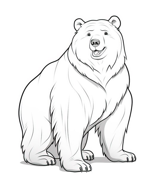 Foto vector de oso en color blanco y negro página de colorear de animales