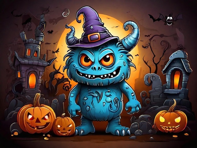 Vector ou monstro doodle Halloween para colorir ou página