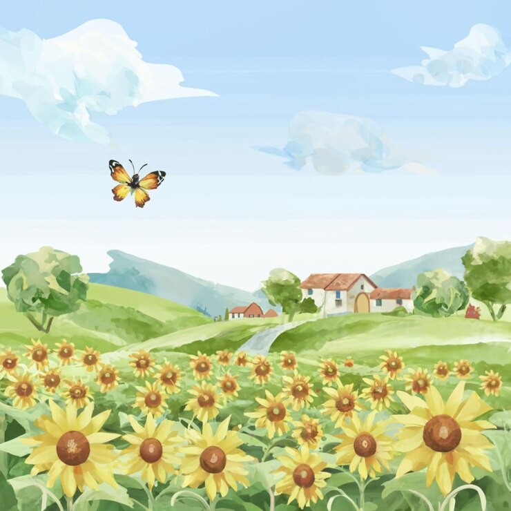 Vector paisaje soleado