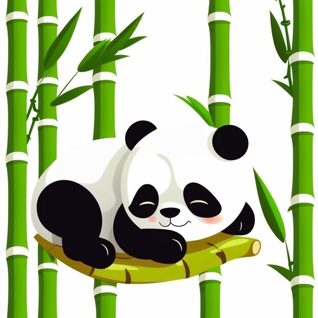 vector panda fofo dormindo em bambu