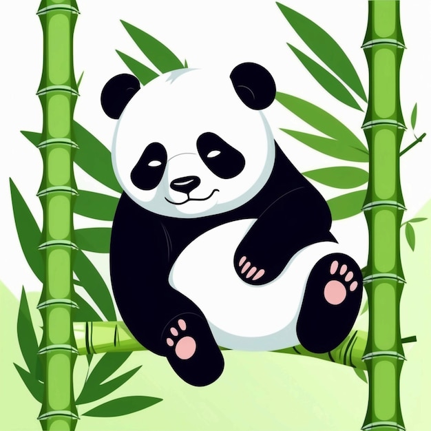 Foto vector panda fofo dormindo em bambu