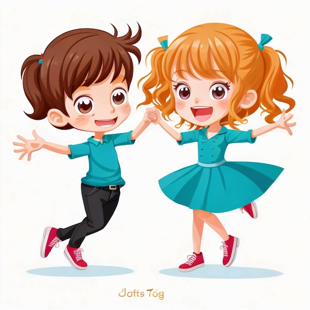 Foto vector pareja linda niños bailando juntos