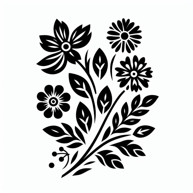 Vector de patrón de flores en blanco y negro