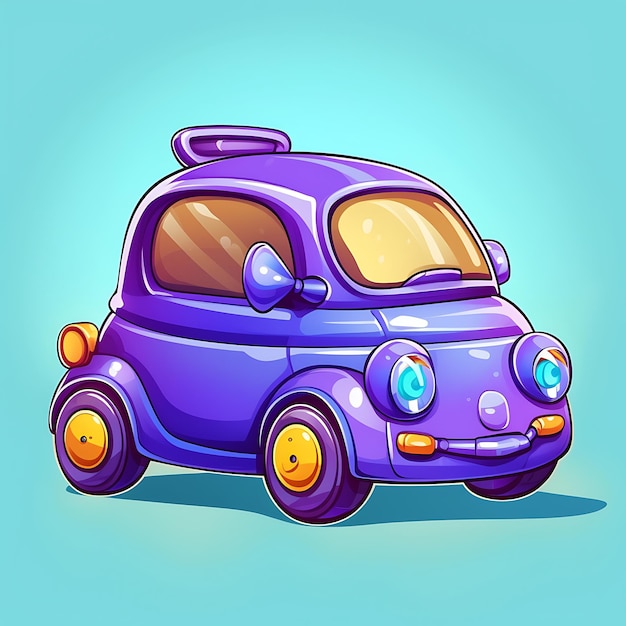 Vector pequeno carro de desenho animado na ilustração vetorial de crianças coloridas vendidas