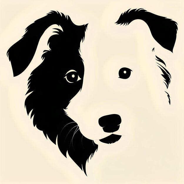 Foto vector de perro blanco y negro