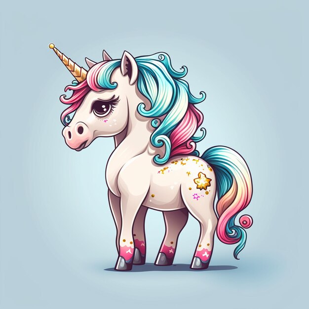 Vector de personajes de dibujos animados de bebé unicornio