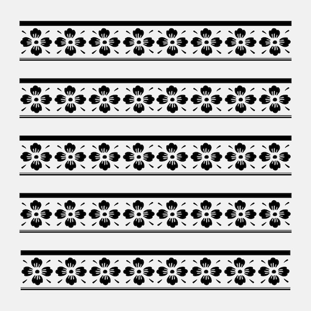 Vector de pincel de patrón floral chino negro editable y compatible con IA