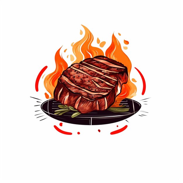 Foto vector plano barbacoa logo fondo blanco