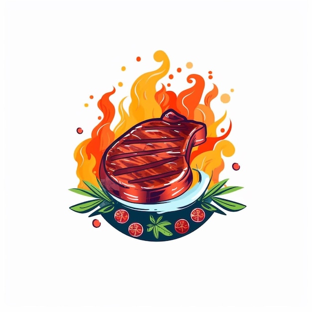 vector plano barbacoa logo fondo blanco