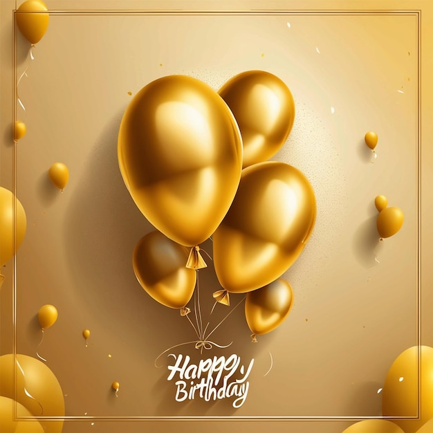 Vector plano círculo dorado y globos feliz cumpleaños texto fondo rojo