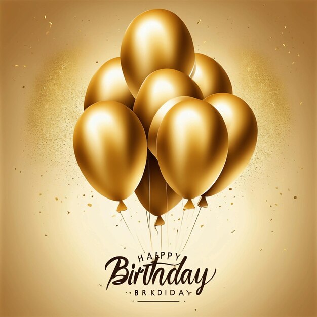 Vector plano círculo dorado y globos feliz cumpleaños texto fondo rojo