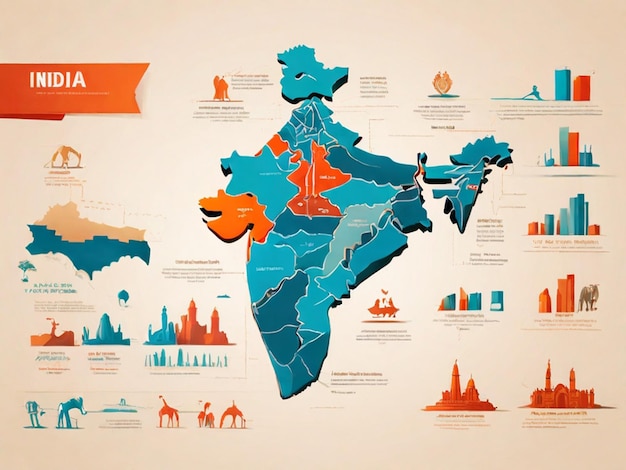 Vector plano mapa da Índia infográficos