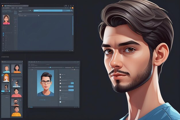 Vector plano que personaliza los avatares virtuales en estilo plano