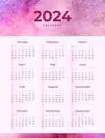 Foto vector de plantilla de calendario para el nuevo año 2024