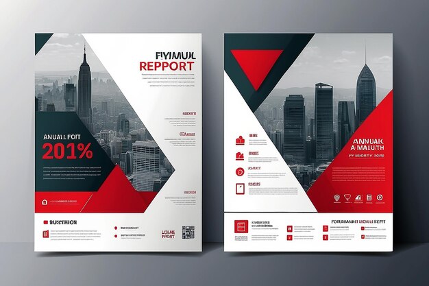 Vector de plantilla de diseño de folleto del informe anual de negocios del triángulo rojo