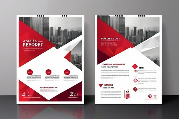 Vector de plantilla de diseño de folleto del informe anual de negocios del triángulo rojo