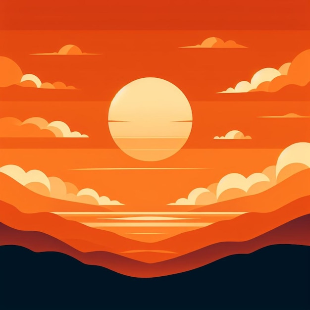 Vector de puesta de sol naranja