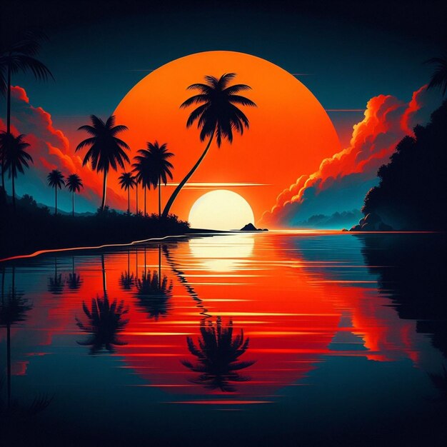 Vector de puesta de sol naranja